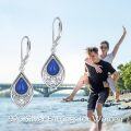wholesale 925 Sterling Silver Lapis Lazuli Teardrop Filigree Leverback Earrings Jewelry-0-5