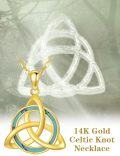 wholesale 14K Gold Blue Opal Triquetra Pendant Necklace for Women - 18 Inches Chain-0-1