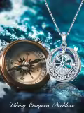 TOUPOP Sterling Silver Viking Compass Necklace Celtic Knot Jewelry-0-2