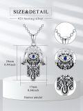 wholesale 925 Sterling Silver Evil Eye Hamsa Tree of Life Pendant Necklace with Blue Stone and Cubic Zirconia Accents-0-1