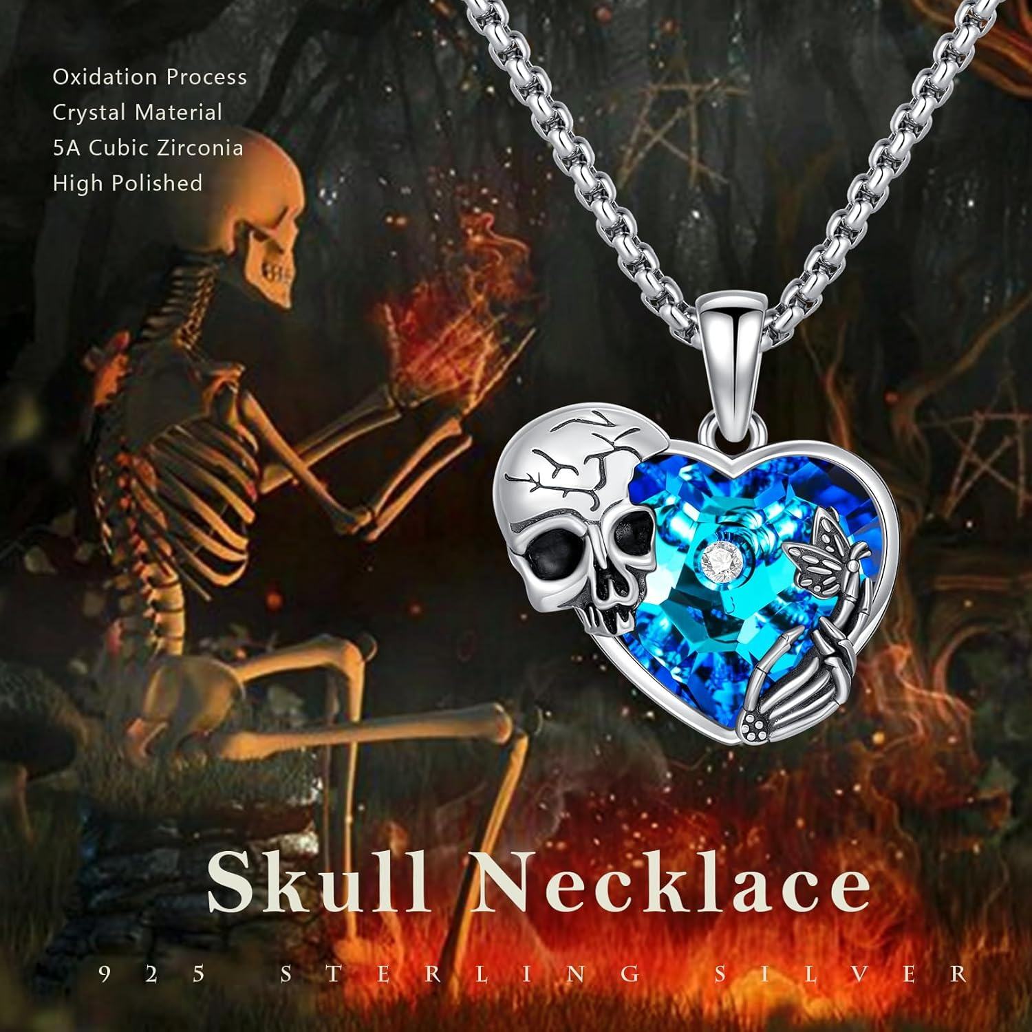 wholesale 925 Sterling Silver Heart-Shaped Pendant w/ Blue Crystal & Butterfly Charm on Black Cord (20 + Extender)-0-5