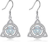 wholesale 925 Sterling Silver Celtic Knot Earrings Viking Jewelry for Women Protection Good Luck Triskele Amulet-Moonstone earrings