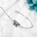 wholesale 925 Sterling Silver Blue Abalone Shell Butterfly Adjustable Chain Bracelet-0-4