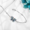 wholesale 925 Sterling Silver Blue Abalone Shell Butterfly Adjustable Chain Bracelet-0-4