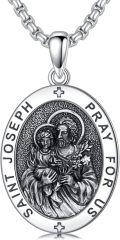 wholesale Saint Patron Necklace For Men Women 925 Sterling Silver Saint Pendant With Stainless Steel Chain St Medal Protection Necklace Catholic Religious Amulet Gifts For Him -0-0