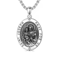 TOUPOP 925 Sterling Silver Stainless Steel Saint Medal Protection Necklace-0-0