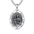 TOUPOP 925 Sterling Silver Stainless Steel Saint Medal Protection Necklace-0-0