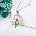 wholesale 925 Sterling Silver 925 Parrot Heart Pendant Necklace  for Women Valentine's Day Christmas Gifts-0-1