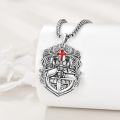 wholesale 925 Sterling Silver Knight's Templar Cross Shield Pendant Necklace -0-2
