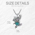 wholesale 925 Sterling Silver Oxidized Eagle Pendant Necklace With Turquoise Stone For Men-0-4