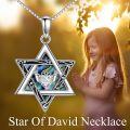 wholesale 925 Sterling Silver Blue Abalone Star of David Claddagh Heart Pendant Necklace-0-2