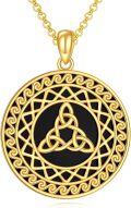 wholesale 925 Sterling Silver Black Onyx Triquetra Pendant Necklace for Women s-0-0
