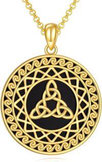 wholesale 925 Sterling Silver Black Onyx Triquetra Pendant Necklace for Women s-Triangle