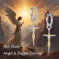 wholesale 925 Sterling Silver Sword Drop Dagger Huggie Hoops Viking Earings Norse s for Women Girls-0-5