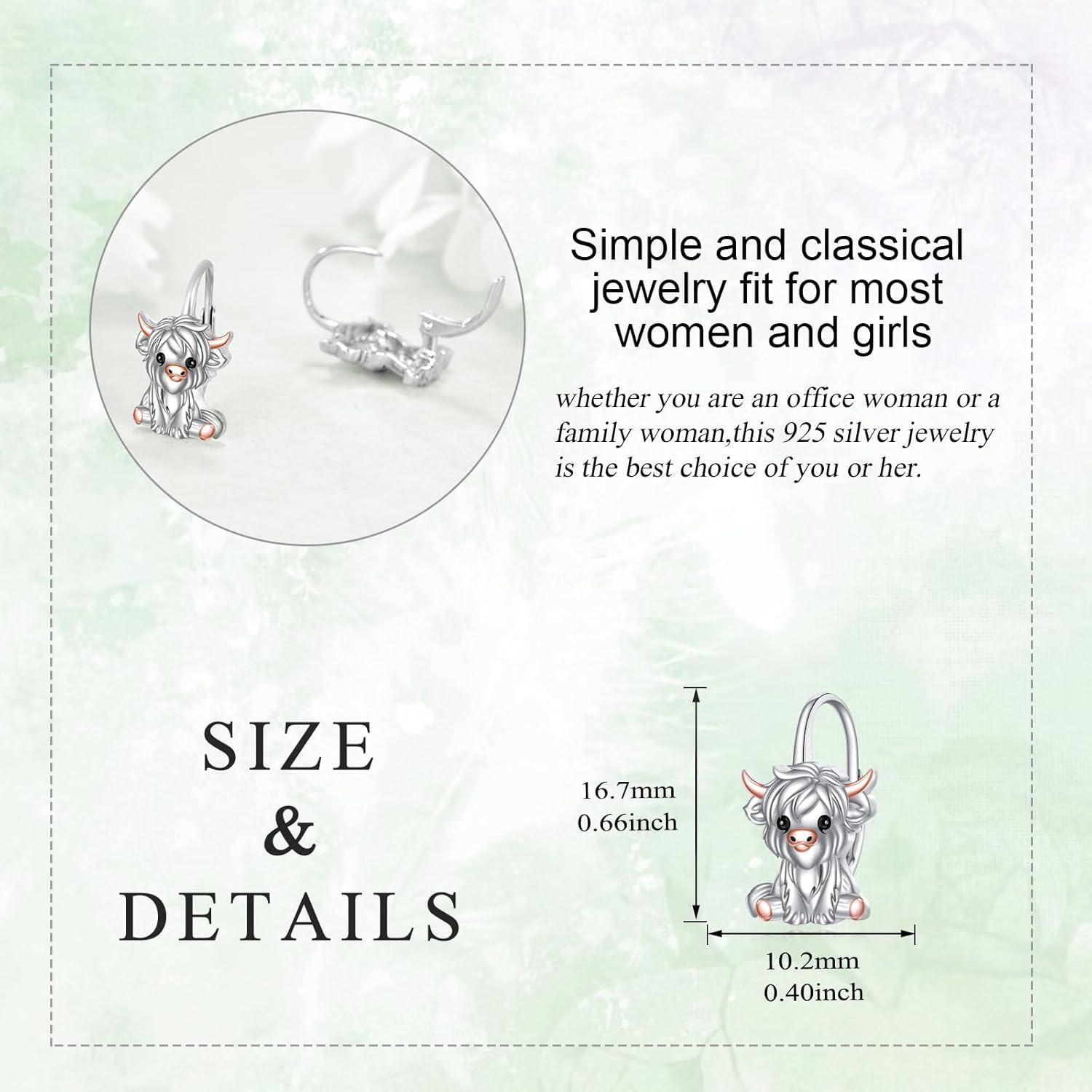 wholesale 925 Sterling Silver Highland Cow Animal Stud Earrings for Women Girls Gifts-0-4