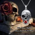 wholesale 925 Sterling Silver Skull Rose Red Stone Pendant Necklace for Women Men-0-4