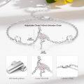 wholesale 925 Sterling Silver Pink Crystal Flamingo Charm Bracelet w/Adjustable Chain - 7+2 Length-0-2