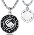 wholesale 925 Sterling Silver Sports Ball Pendant Necklace with Inspirational Message for Women and Men-0-0