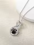 TOUPOP Sterling Silver Paw Cross Pet Ashes Cremation Jewelry Necklace w/Filler Kit-0-2