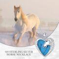 wholesale 925 Sterling Silver Turquoise Heart Horse Pendant Necklace for Women-0-4
