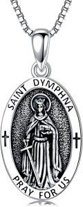 wholesale 925 Sterling Silver Saint Dymphna Pendant with Chain - Religious  for Men & Women-0-0