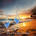 wholesale 925 Sterling Silver Blue Opal Wave Shape Drop Earrings for Women-0-3
