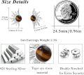 wholesale 925 Sterling Silver Tiger Eye Stone Sun Stud Earrings 19mm & 11mm-0-1