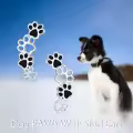 wholesale 925 Sterling Silver Black Enamel Dog Paw Print Climber Stud Earrings Wholesale for Women-0-1