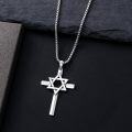 wholesale 925 Sterling Silver Star of David & Cross Pendant Judaic-Christian  for Women Men-0-3