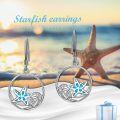 wholesale 925 Sterling Silver Blue Opal Starfish Wave Dangle Earrings Sea Life  for Women Girls-0-3