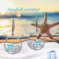 wholesale 925 Sterling Silver Blue Opal Starfish Wave Dangle Earrings Wholesale Sea Life  for Women Girls-0-3
