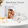 wholesale TOUPOP Rose Heart Bracelet For Women Sterling Silver Butterfly Initial Y Letter Link Bracelet Anniversary Birthday Christmas Jewelry Gifts For Her Wife Girlfriend, Large -0-2