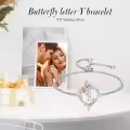 TOUPOP Sterling Silver Rose Heart Butterfly Initial Y Letter Link Bracelet For Women-0-2