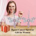 wholesale 925 Sterling Silver Pink Ribbon Butterfly Dragonfly Dangle Earrings for Breast Cancer Awareness Gifts-0-5