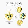 wholesale S925 Sterling Silver Butterfly Heart Locket Necklace with Glue Craftsmanship – Hypoallergenic, Fashionable Gift for Women-0-4