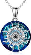 wholesale 925 Sterling Silver Blue Evil Eye Pendant Necklaces for Women Girls -0-0