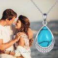 wholesale Sterling Silver Moonstone Cubic Zirconia Teardrop Pendant Necklace-0-36