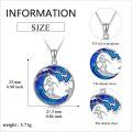 wholesale 925 Sterling Silver Surfer Girl Pendant Necklaces Blue Enamel Ocean Wave Charm Jewelry for Women Girls Teenagers-0-4