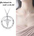 wholesale 925 Sterling Silver Cubic Zirconia Caduceus Pendant Necklace for Nurses - Medical Gift-0-1