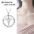 wholesale 925 Sterling Silver Cubic Zirconia Caduceus Pendant Necklace for Nurses - Medical Gift-0-1