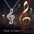 wholesale 925 Sterling Silver Treble Clef Heart Pendant Necklace Musical  for Women Girls-0-5