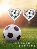 wholesale 925 Sterling Silver Soccer Ball in Heart Studs Sporty Game Earrings Gift for Her-0-1