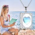 wholesale 925 Sterling Silver Heart-Shaped Moonstone Photo Locket Pendant Necklace for Women - Memorial Keepsake s-0-2