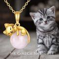 wholesale 14K Gold Pink Crystal Black Cat Pendant Necklace for Women Cats Lover-0-179