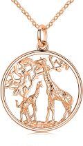 wholesale Rose Gold 925 Sterling Silver Giraffe Family Tree of Life Pendant Necklace for Women-0-0