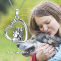 wholesale 925 Sterling Silver Heart Angel and Wolf Pendant Necklace with Cubic Zirconia for Women Girls 45cm Chain Length-0-1