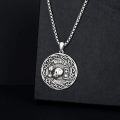 wholesale 925 Sterling Silver Skull Pendant with Hourglass and Candle Charm on Beaded Chain - Memento Mori Design-0-2