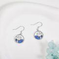 wholesale 925 Sterling Silver Blue Abalone Shell Palm Tree Drop Earrings Gift for Women-0-2