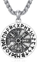 wholesale 925 Sterling Silver Vegvisir Compass Pendant Norse Runes Mens Necklace -0-0