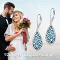 wholesale 925 Sterling Silver Turquoise Filigree Teardrop Leverback Earrings-0-1